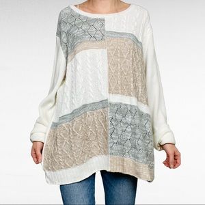 Alfred Dunner | Patched Eskimo Kiss Retro Colorblock Pullover Plus Size Sweater